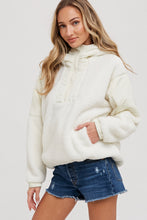 Load image into Gallery viewer, Faux Shearling Contrast Hoodie 🤍