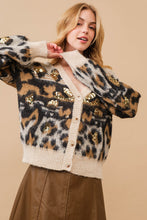 Load image into Gallery viewer, Leopard Sequin Cardigan Sweater