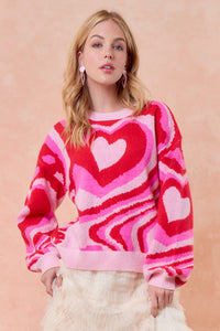 Retro Heart Wave Sweater 🩷