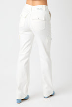 Load image into Gallery viewer, High Waist Cargo Straight White Judy Blue