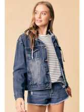 Load image into Gallery viewer, Washed Denim Jacket with Hoodie