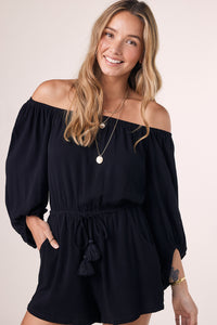 Off The Shoulder Balloon Sleeves Romper 🖤