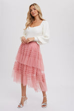 Load image into Gallery viewer, Hi-Lo Frilled Tulle Midi Skirt