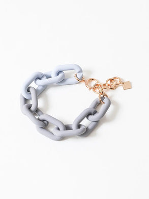 Two-Tone Chunky Linked Chain Bracelet (Gray)