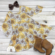 Load image into Gallery viewer, Autumn Sunflower Twirl Dress