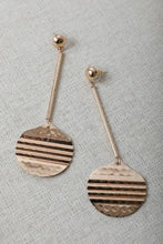 Load image into Gallery viewer, Textured Gold Disc Dangle Drop Earrings