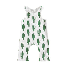 Load image into Gallery viewer, Green &amp; White Cactus Print Baby Boys Girls Racerback Romper