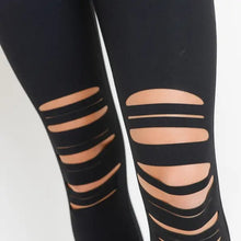 Load image into Gallery viewer, Shredded Knee Laser-Cut Highwaist Leggings
