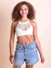 Load image into Gallery viewer, Crochet Lace High Neck Bralette (Ivory)
